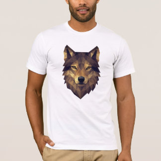 Polygonal Wolf Head Geometric Art in Earth Tones T-Shirt