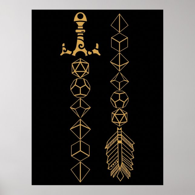 Polyhedral Dice Set Sword and Arrow Tabletop RPG G Poster (Front)