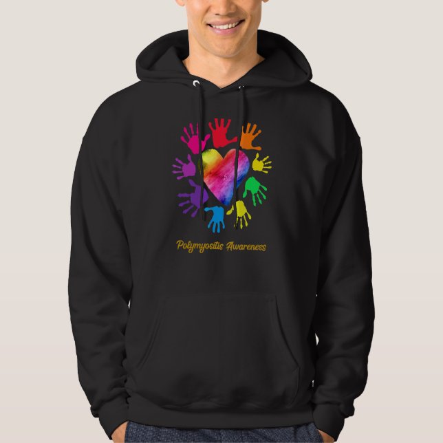Polymyositis Awareness Hands Polymyositis Hoodie (Front)
