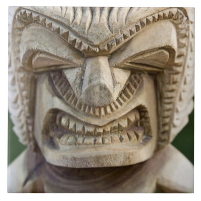 Polynesia, Kingdom of Tonga. Close-up of tiki Tile (Front)