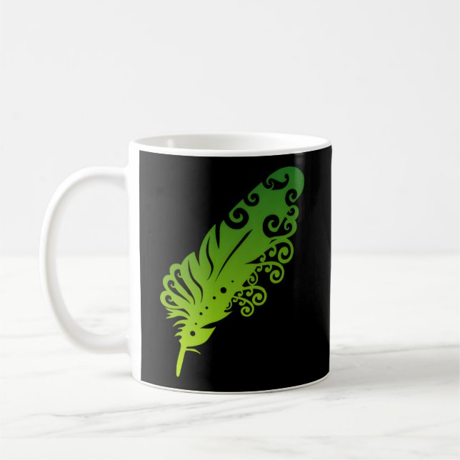 Polynesia Maori Feather Tribal Tattoo New Zealand  Coffee Mug (Left)