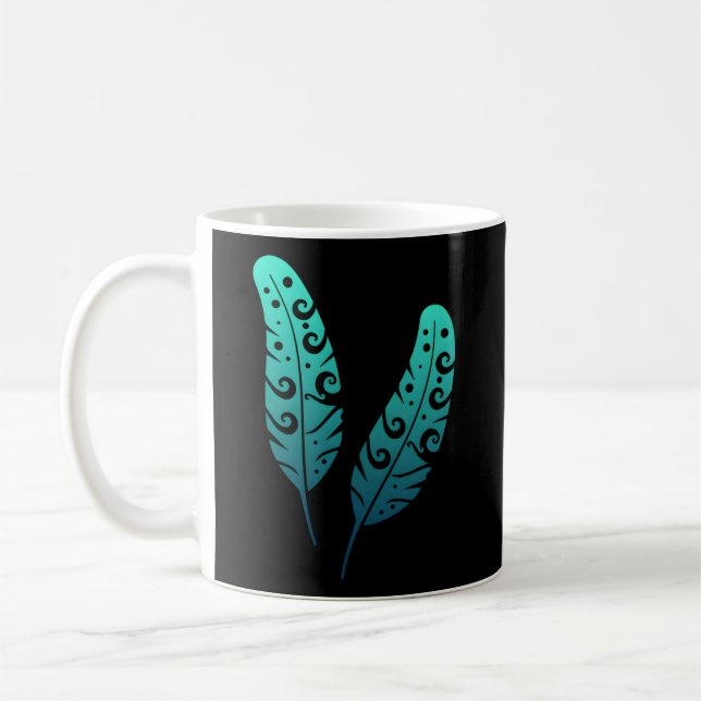 Polynesia Maori Feather Tribal Tattoo New Zealand Coffee Mug (Left)