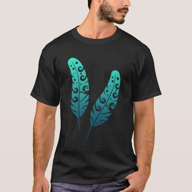 Polynesia Maori Feather Tribal Tattoo New Zealand T-Shirt (Front)