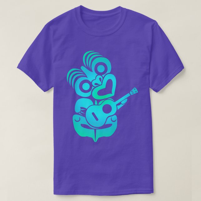 Polynesia Maori Hei Tiki Ukulele Music New Zealand T-Shirt (Design Front)