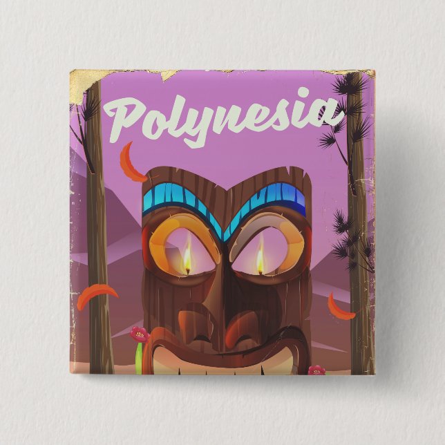 Polynesia Tiki mask Button (Front)
