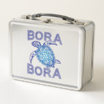 Polynesian Blue Tribal Sea Turtle Bora Bora Metal Lunch Box