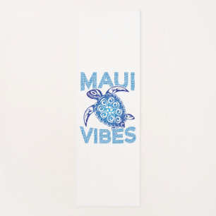Polynesian Blue Tribal Sea Turtle Maui Vibes Yoga Mat
