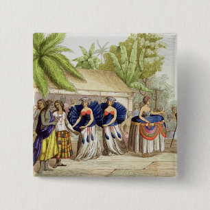 Polynesian Dancing Girls, engraved by A. Bernati ( Button