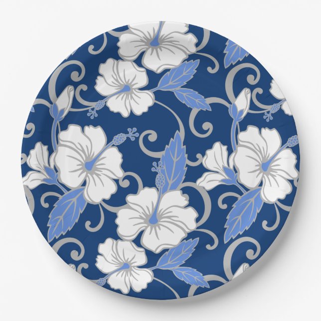 POLYNESIAN DREAM (BLUE) PAPER PLATES (Front)