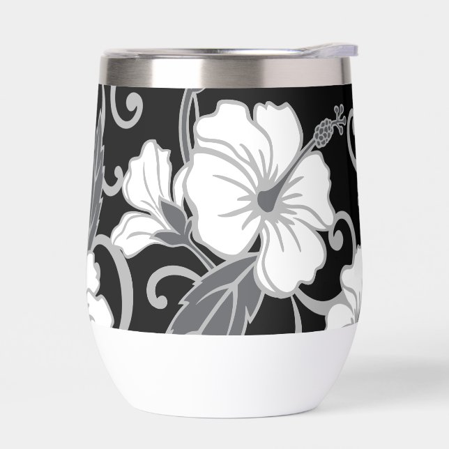 POLYNESIAN DREAM PATTERN IN BLACK THERMAL WINE TUMBLER (Left)