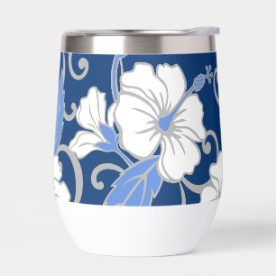 POLYNESIAN DREAM PATTERN IN BLUE THERMAL WINE TUMBLER