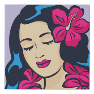 Polynesian Hawaii Hula Girl Faux Canvas Print