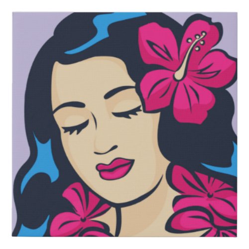 Polynesian Hawaii Hula Girl Faux Canvas Print