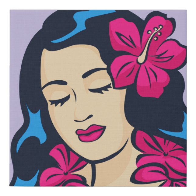 Polynesian Hawaii Hula Girl Faux Canvas Print (Front)