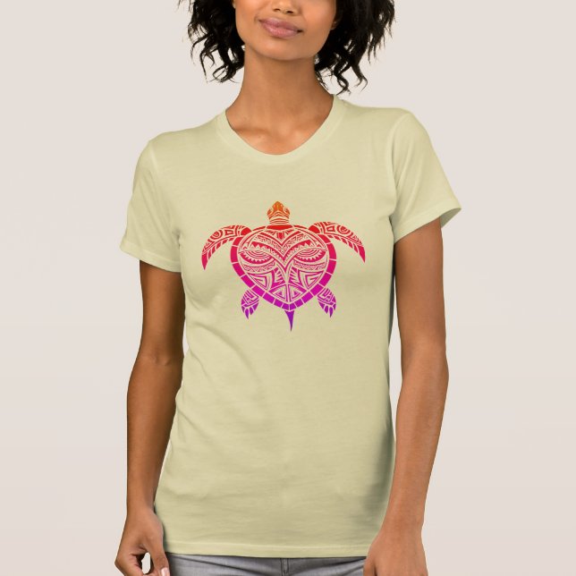 Polynesian-Inspired Stunning Turtle Design T-Shirt (Front)