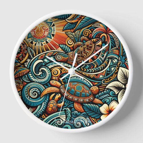 Polynesian Mural Clock