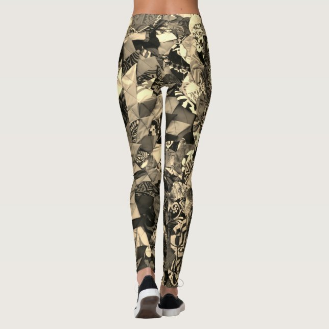 POLYNESIAN SEPIA PATTERNS LEGGINGS (Back)