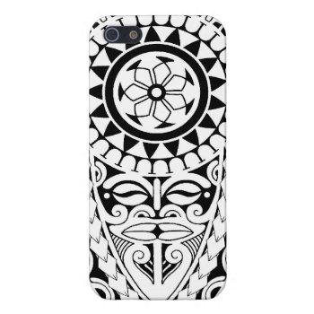Polynesian Sun & Mask Tattoo Design Iphone Se/5/5s Case by MarkStorm at Zazzle