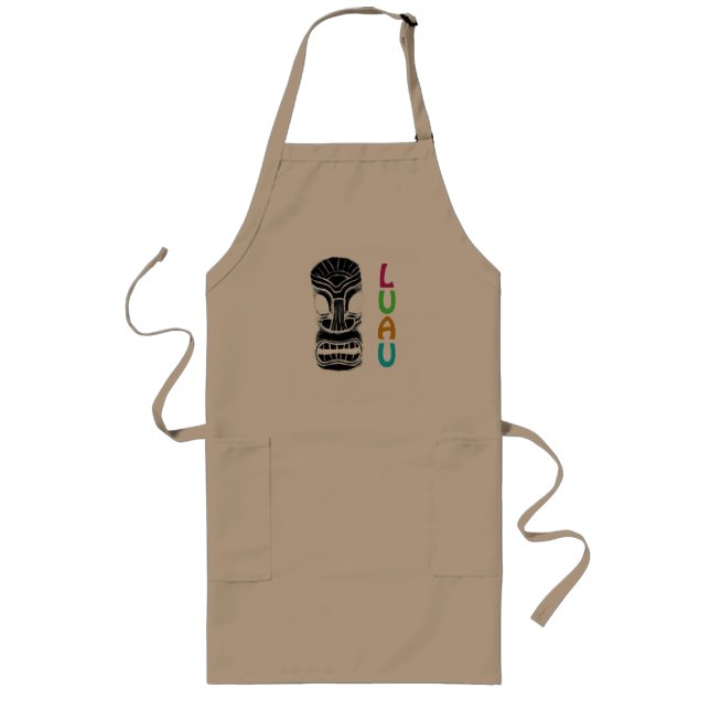 Polynesian Tiki Mask Luau Party Long Apron (Front)