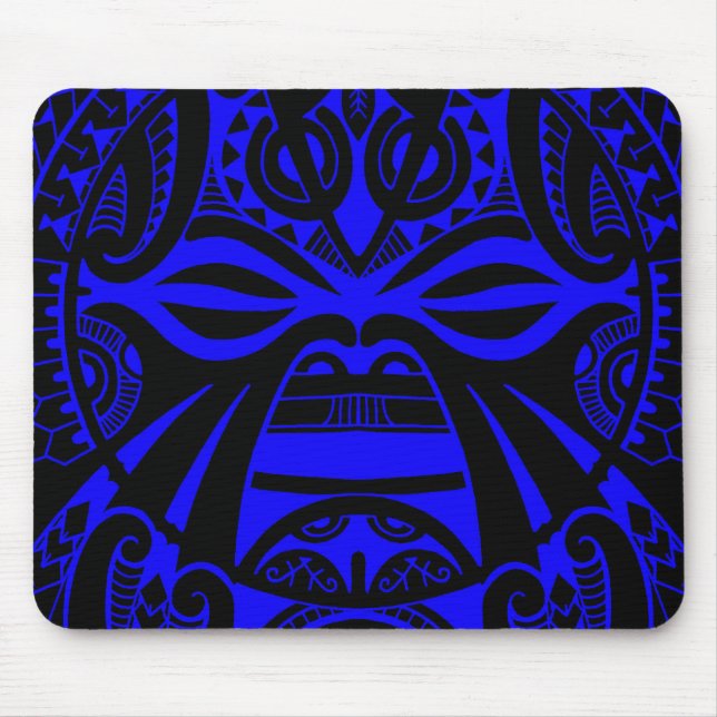 Polynesian tiki mask tattoo totem face mouse pad (Front)