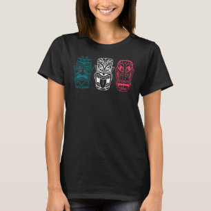 Polynesian Tiki Mask Three Totems Hawaiian Maori T-Shirt