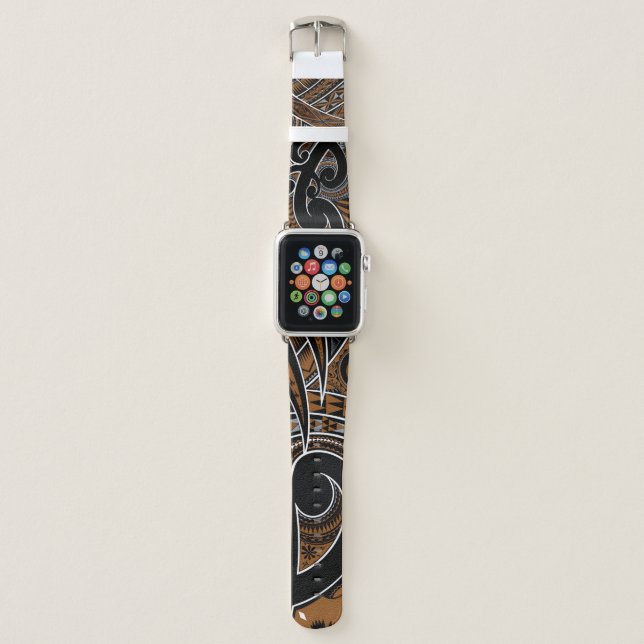 Polynesian Tribal Designed Iwatch Apple Watch Band (Front)