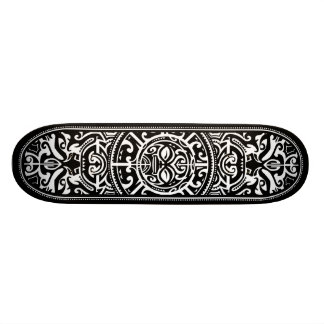 Polynesian Tribal Face Black and White Skateboard Deck