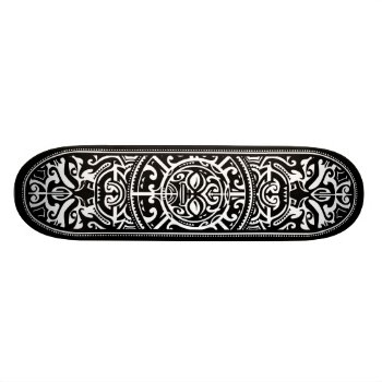 Polynesian Tribal Face Black And White Skateboard Deck by Brewerarts at Zazzle
