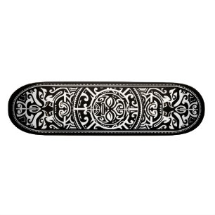 Polynesian Tribal Face Wood Grain Skateboard Deck