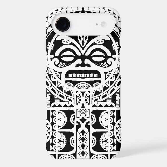 Polynesian tribal tattoo design with tiki mask Case-Mate iPhone case (Back)