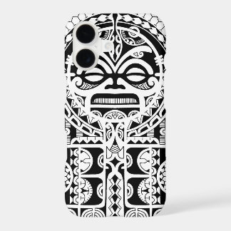 Polynesian tribal tattoo design with tiki mask iPhone 17 case