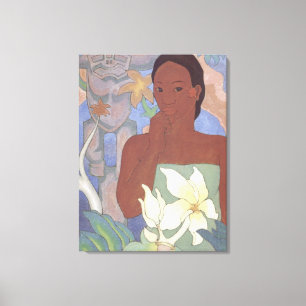 'Polynesian Woman and Tiki' - Arman Manookian Canvas Print