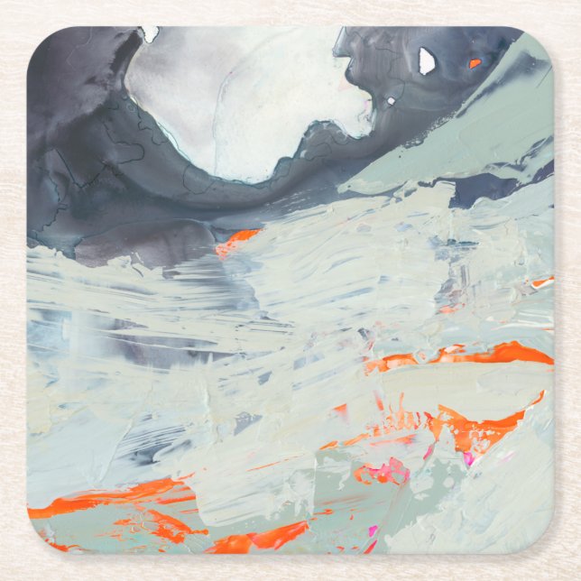 Polyphonic Sea - Beige Square Paper Coaster (Front)