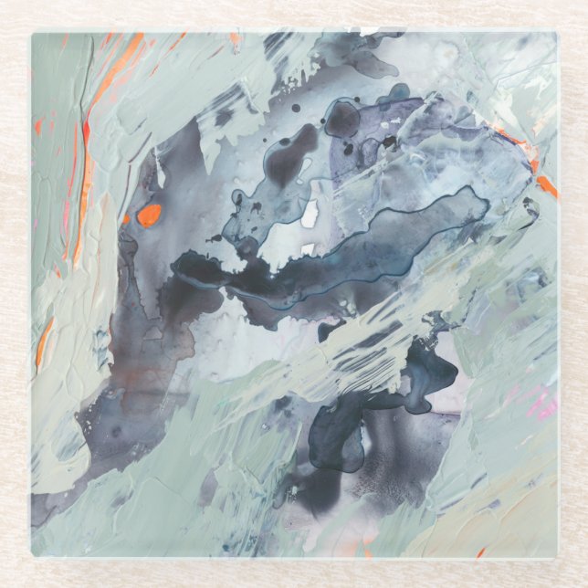 Polyphonic Sea - Blue Glass Coaster (Front)