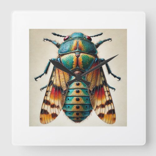 Polyrhaphis Insect in Watercolor and Ink 250624IRE Square Wall Clock