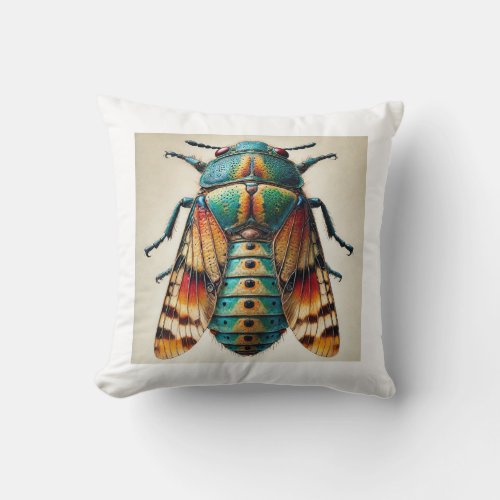Polyrhaphis Insect in Watercolor and Ink 250624IRE Throw Pillow