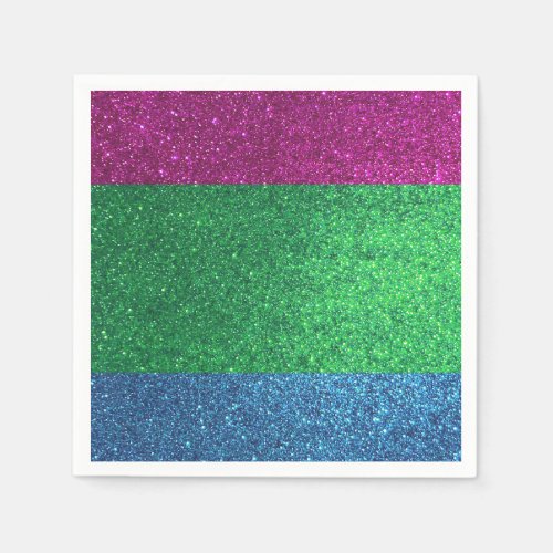 Polysexual Gay Pride Flag Colors Glitter Party Napkins