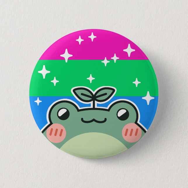 Polysexual LGBT Pride Flag Frog Button (Front)