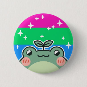 Polysexual LGBT Pride Flag Frog Button