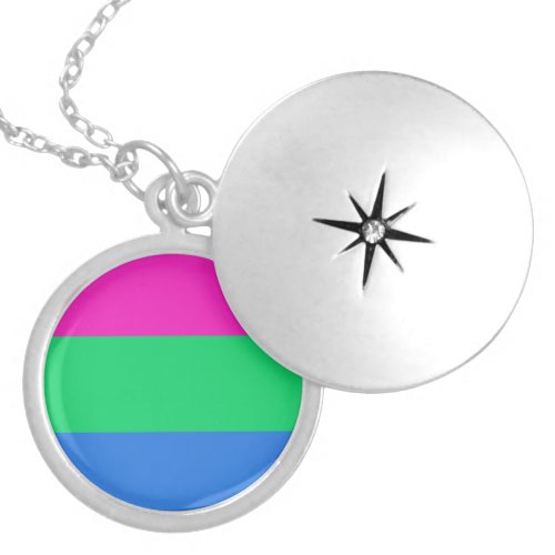 Polysexual Pride Flag Locket Necklace