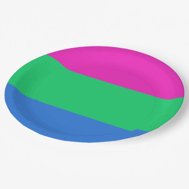 Polysexual Pride Flag Paper Plates (Angled)