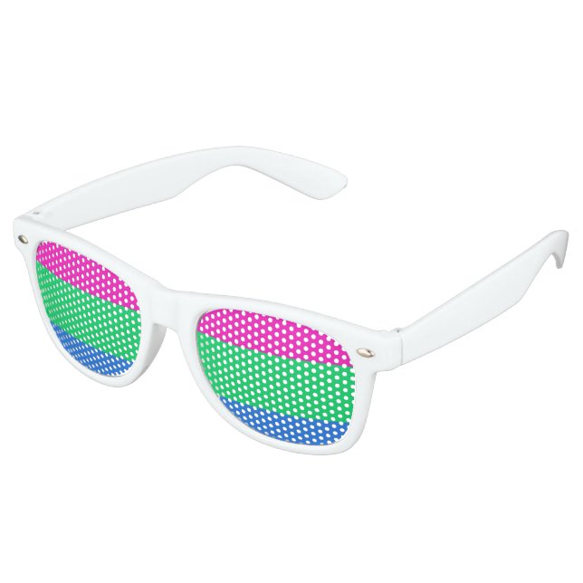 Polysexual Pride Flag Retro Sunglasses (Angled)