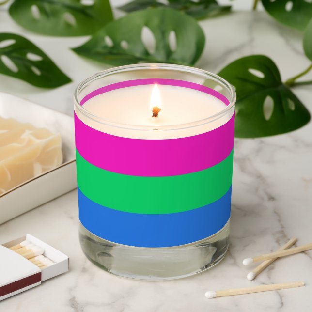 Polysexual Pride Flag Scented Candle (Lit)