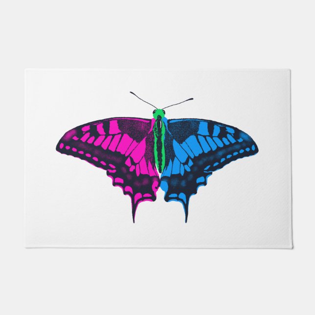 Polysexual Pride Flag Swallowtail Butterfly Doormat (Front)
