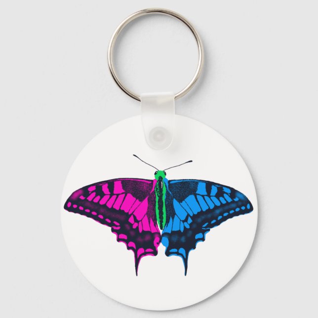 Polysexual Pride Flag Swallowtail Butterfly Keychain (Front)