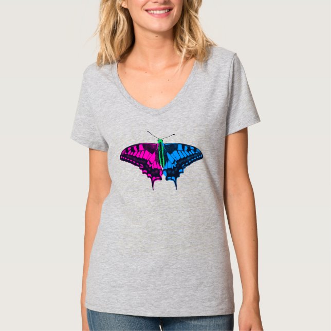 Polysexual Pride Flag Swallowtail Butterfly T-Shirt (Front)