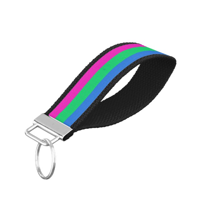 Polysexual Pride Flag Wrist Keychain (Angled Down)