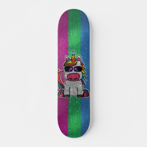 Polysexual Pride Glitter Rainbow Unicorn Sk8r Dope Skateboard