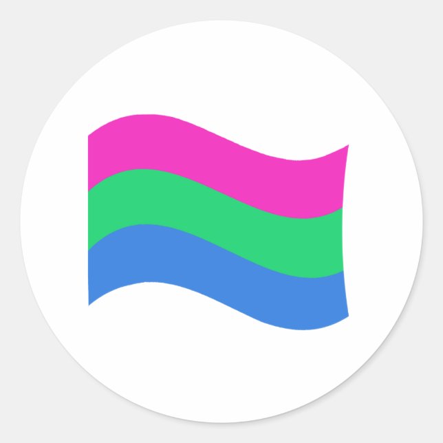 Polysexual Pride Wavy Flag Classic Round Sticker (Front)