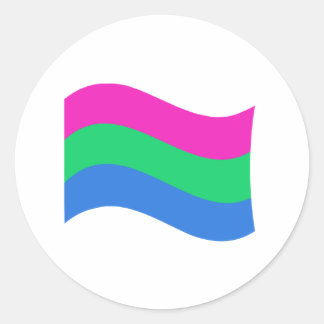 Polysexual Pride Wavy Flag Classic Round Sticker